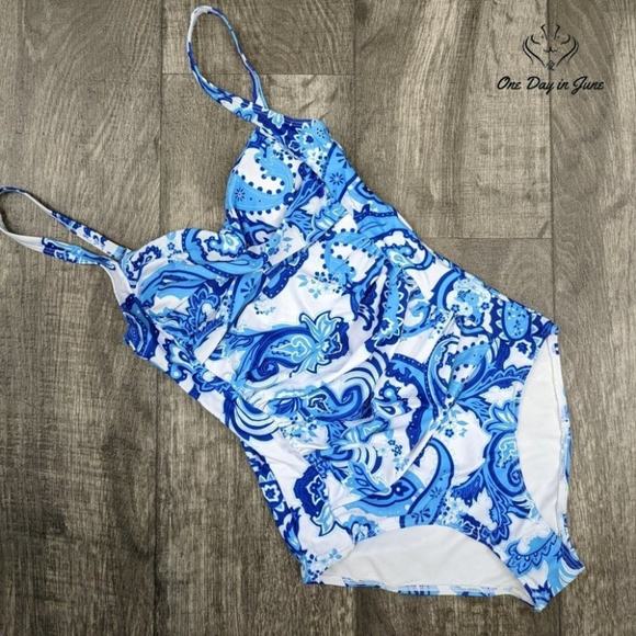 Ekouaer Elegant Inspired Vintage Pin up One Piece Swimsuit Size S - Picture 3 of 4